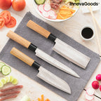 Damascus-Style Knife Set with Carry Case (3-Piece)