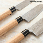 Damascus-Style Knife Set with Carry Case (3-Piece)