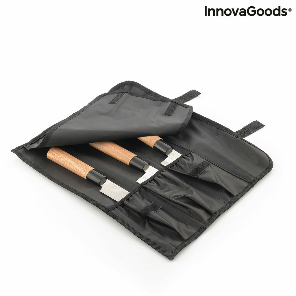 Damascus-Style Knife Set with Carry Case (3-Piece)