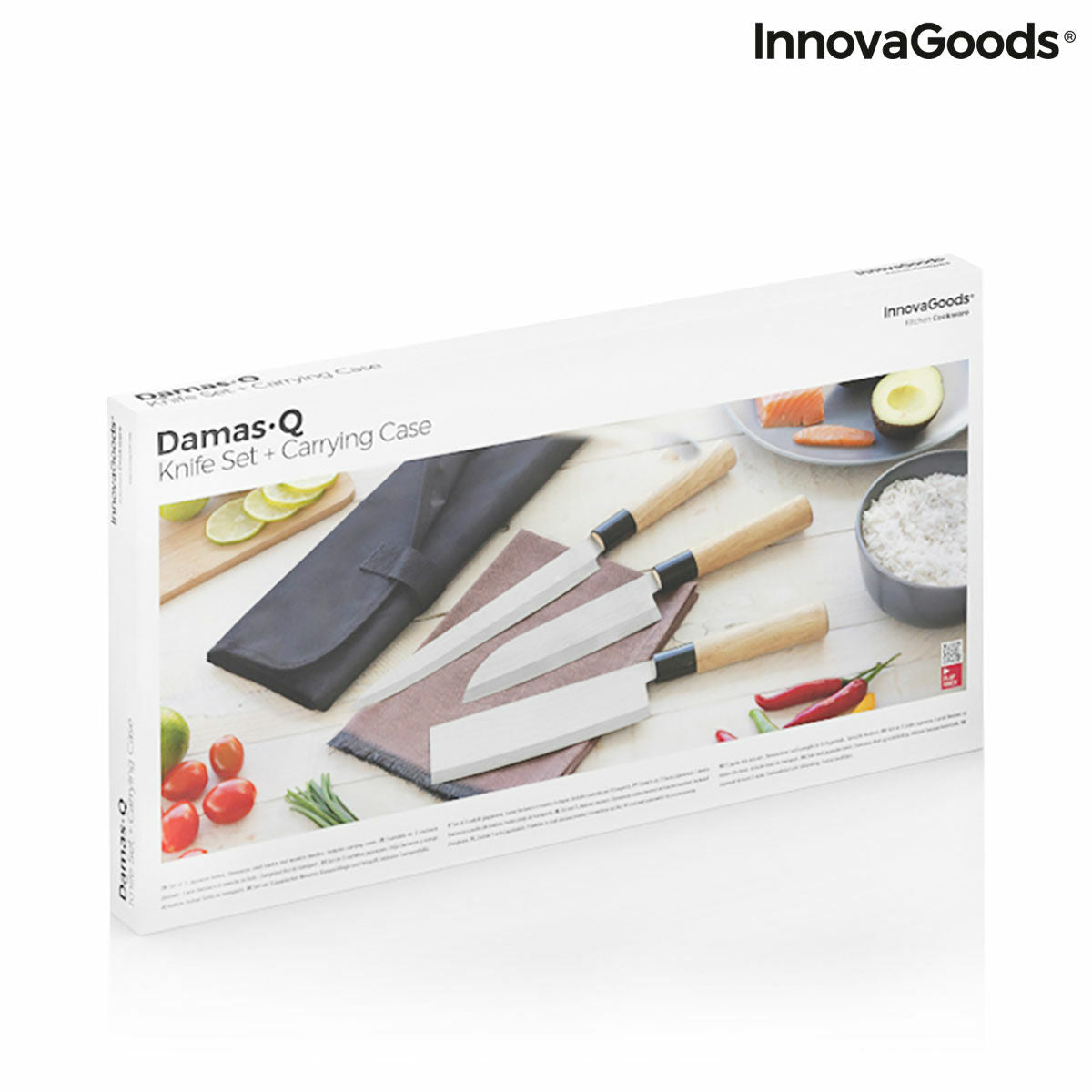 Damascus-Style Knife Set with Carry Case (3-Piece)