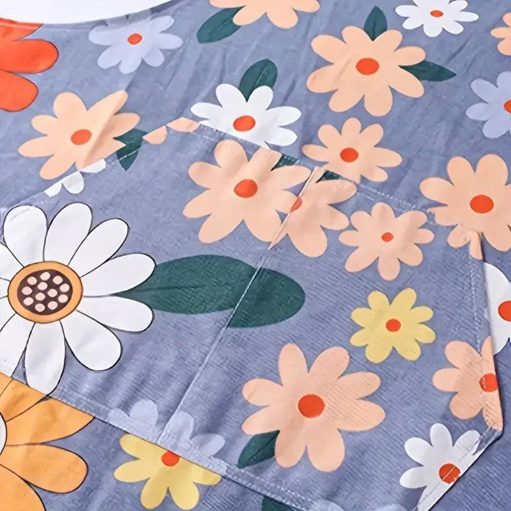 Floral Waterproof Apron with Pocket