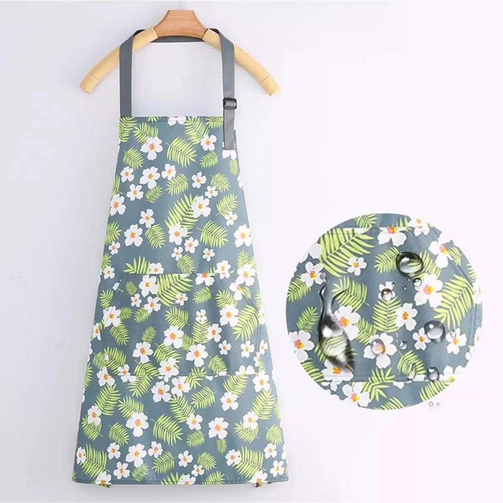Floral Waterproof Apron with Pocket