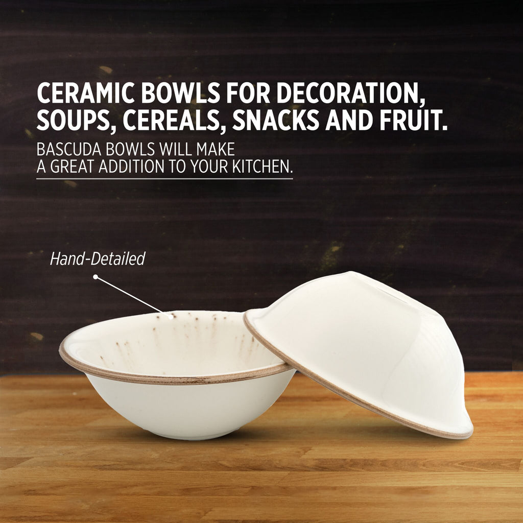 Porcelain Soup & Cereal Bowls (Set of 4, Sandstone, 18cm)