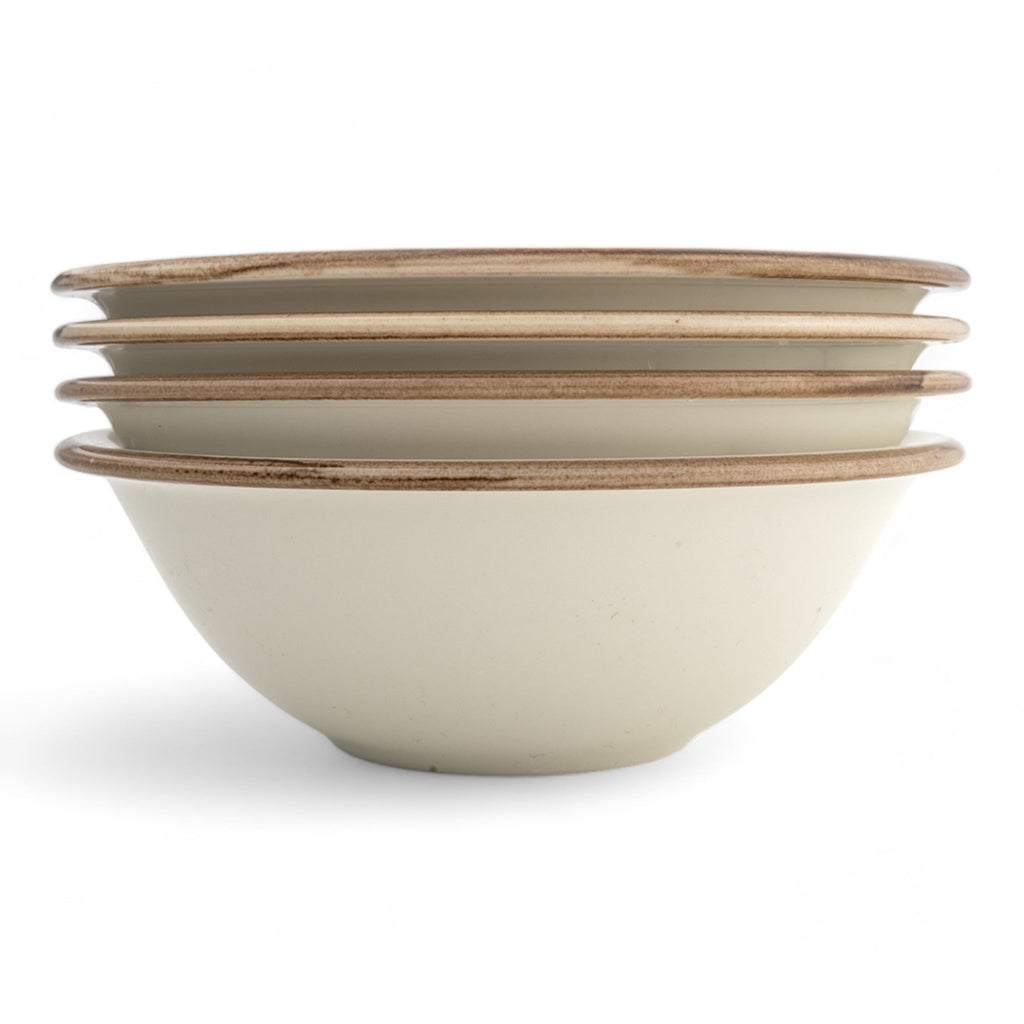 Porcelain Soup & Cereal Bowls (Set of 4, Sandstone, 18cm)