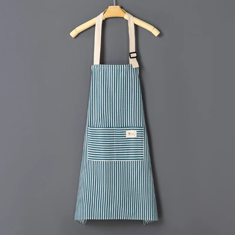 Striped Cotton-Linen Waist Apron