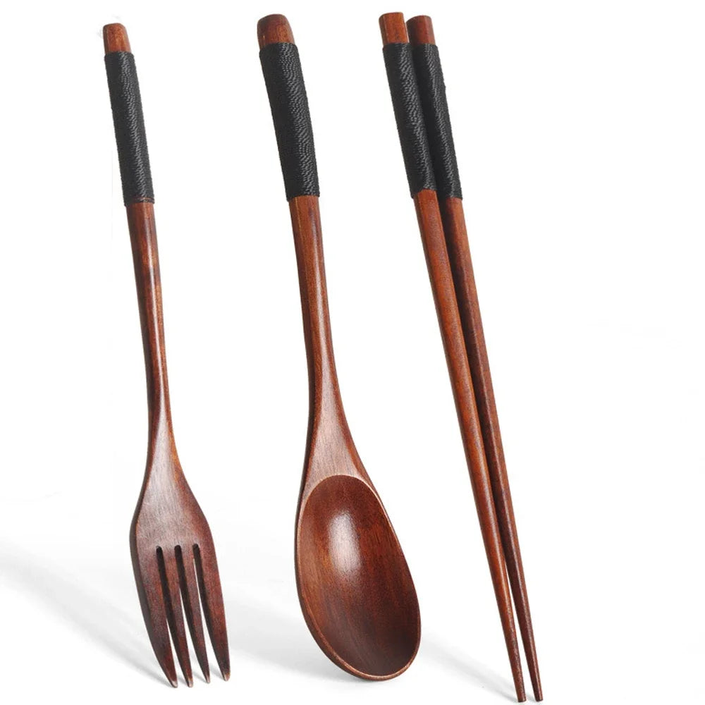 3-Piece Wooden Travel Cutlery Set