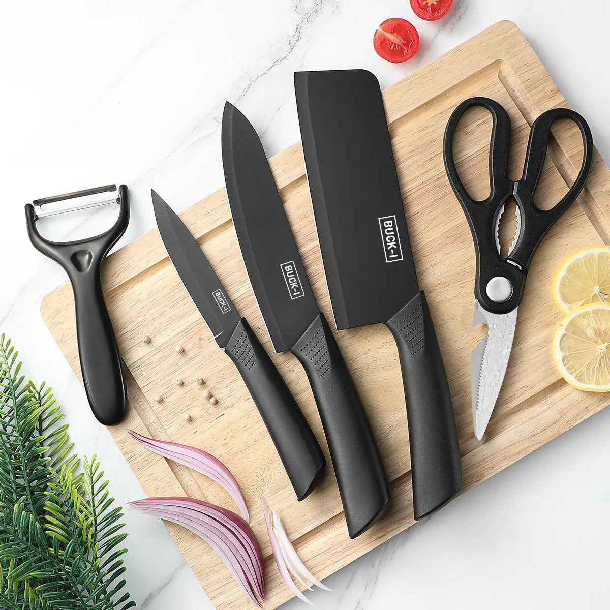 Black Steel Kitchen Knife Set