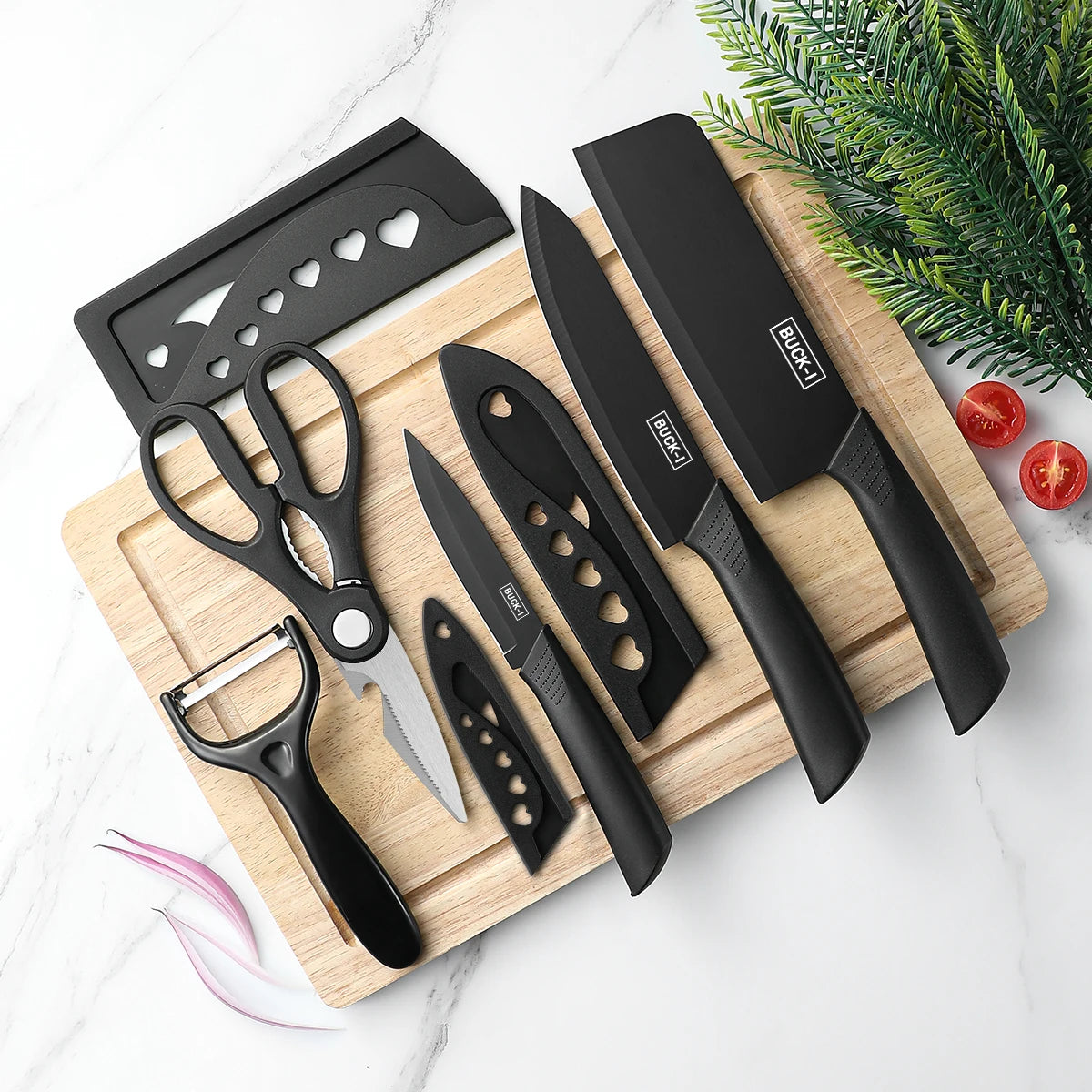 Black Steel Kitchen Knife Set