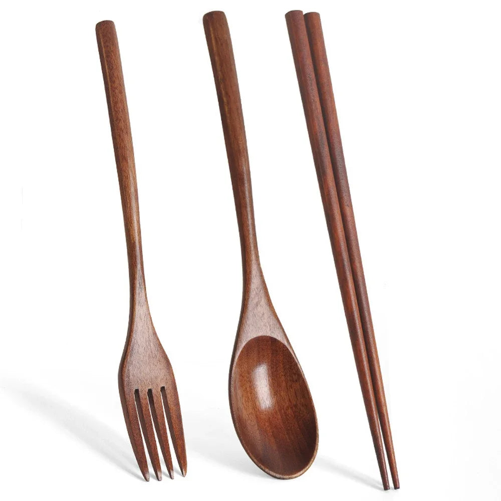 3-Piece Wooden Travel Cutlery Set