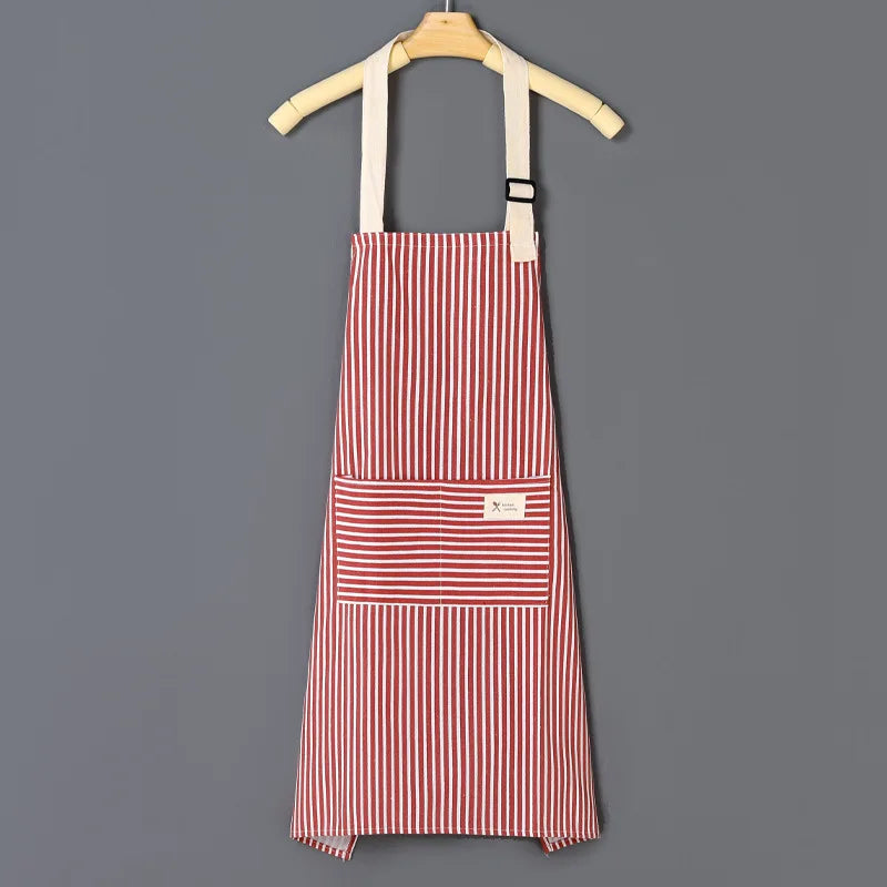 Striped Cotton-Linen Waist Apron