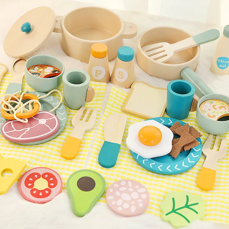 Wooden Play Kitchen Cookware Set