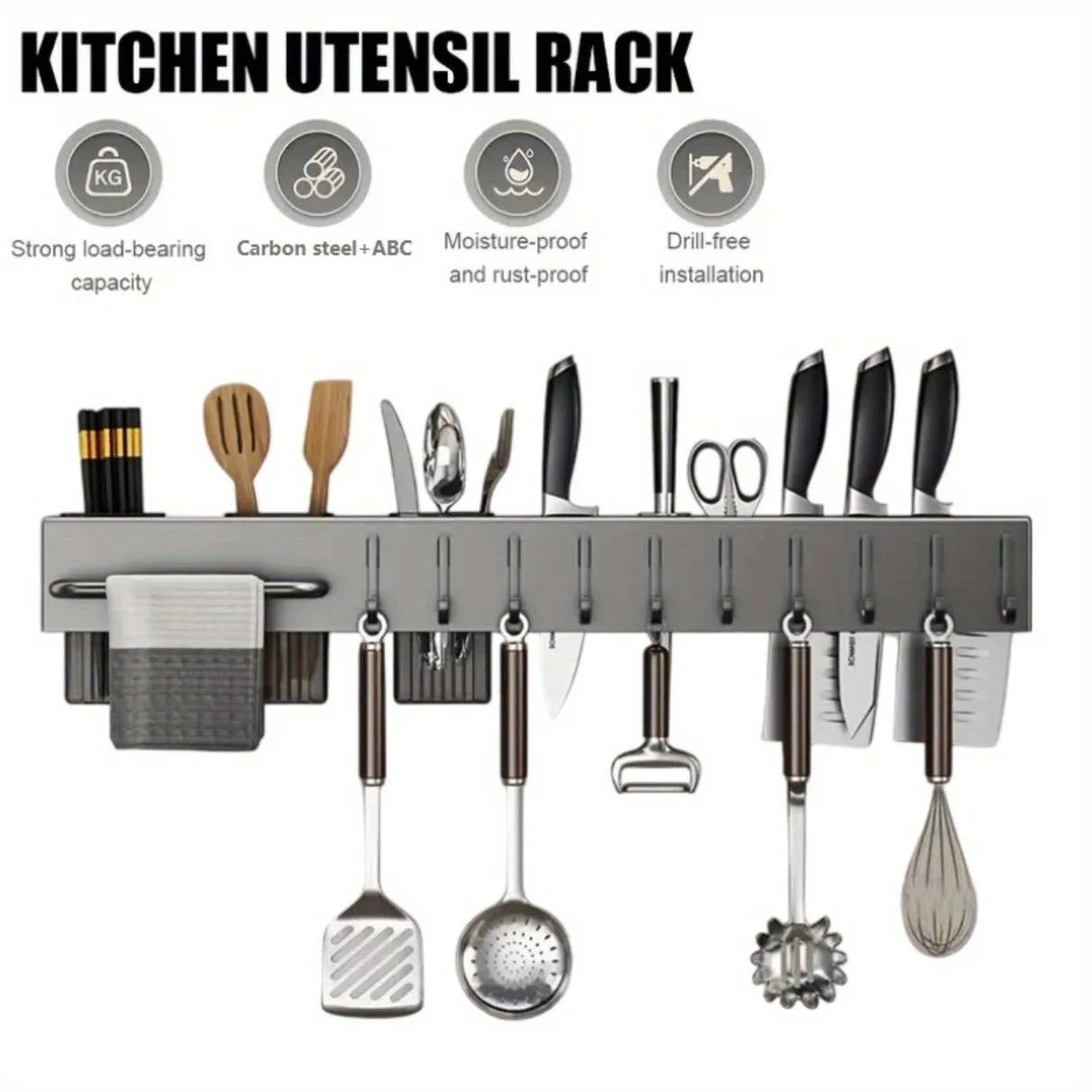 Wall-Mounted Knife & Utensil Rack