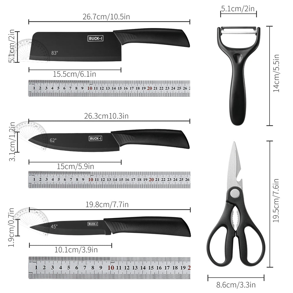 Black Steel Kitchen Knife Set