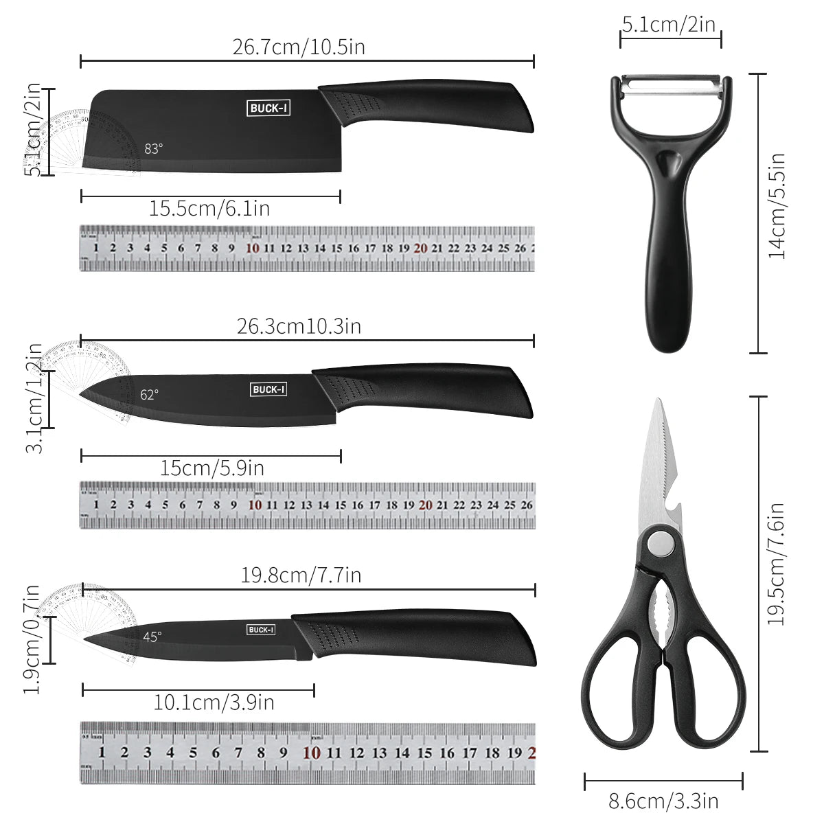 Black Steel Kitchen Knife Set