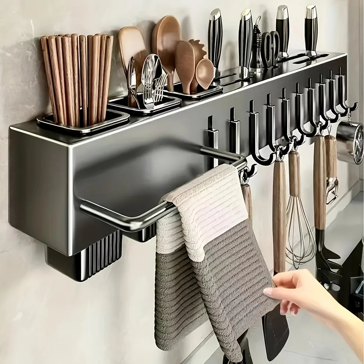 Wall-Mounted Knife & Utensil Rack