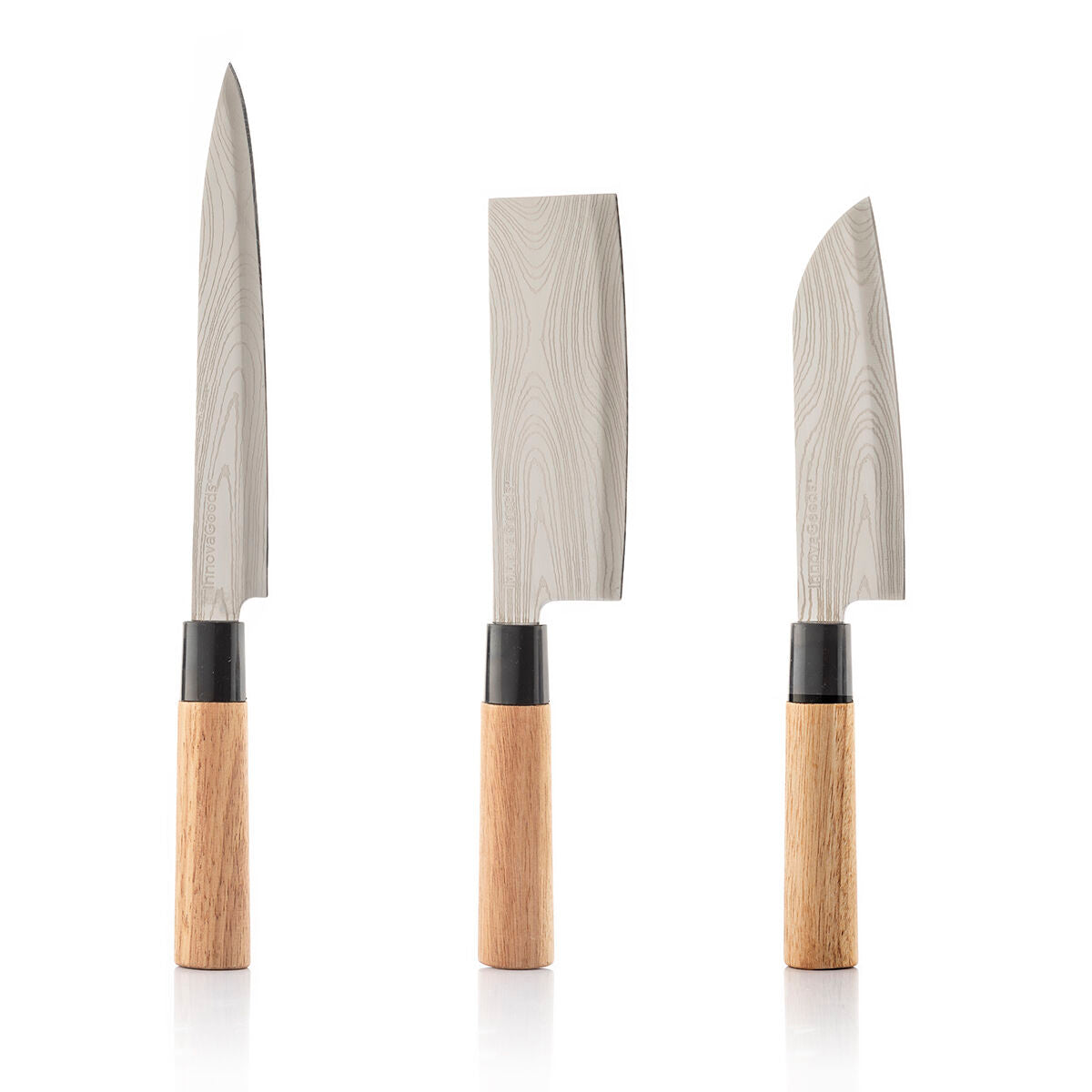 Damascus-Style Knife Set with Carry Case (3-Piece)