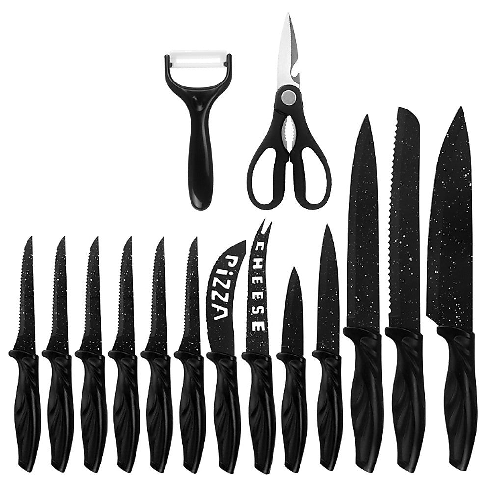 Kitchen Knife Set with Block & Sharpener (17-Piece)