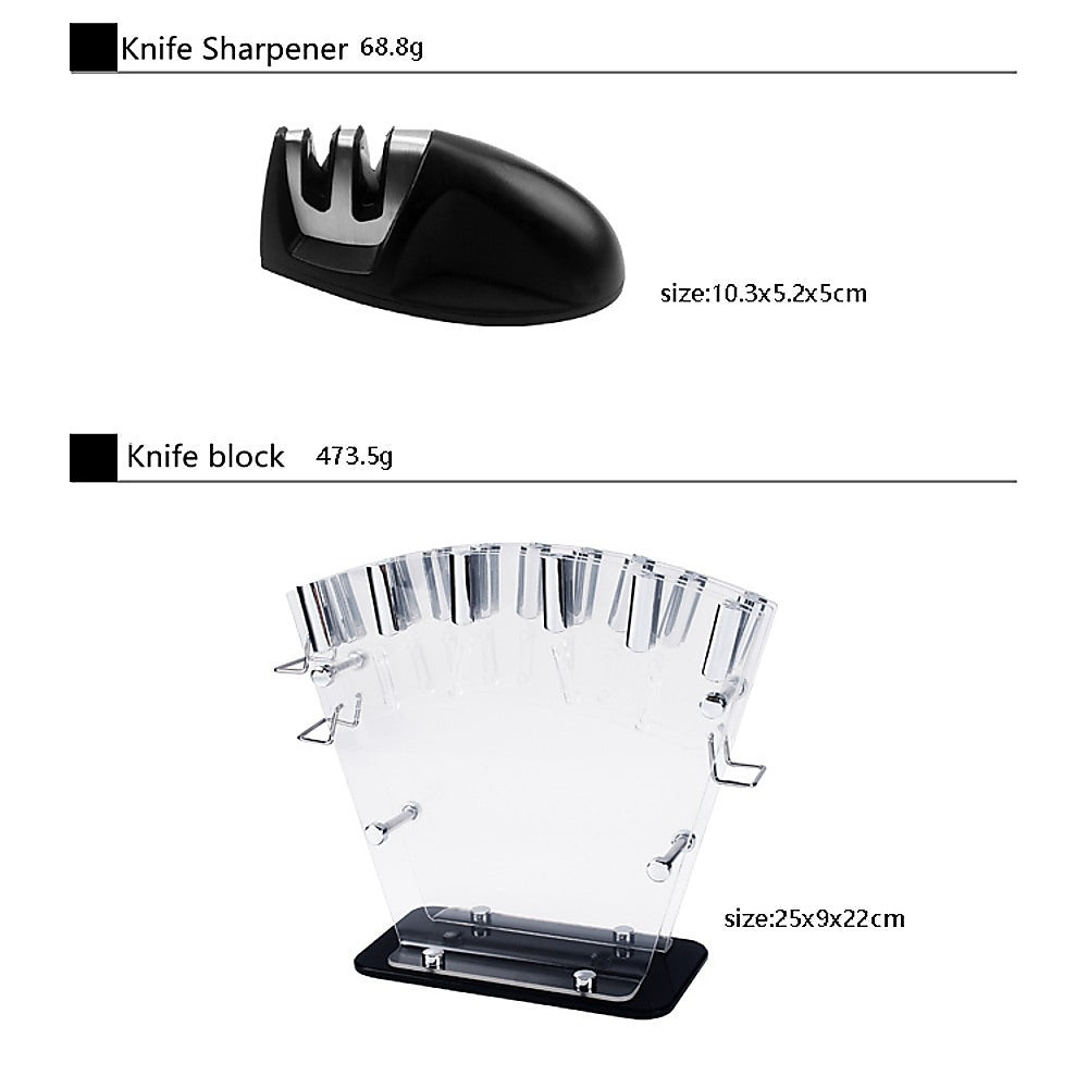 Kitchen Knife Set with Block & Sharpener (17-Piece)