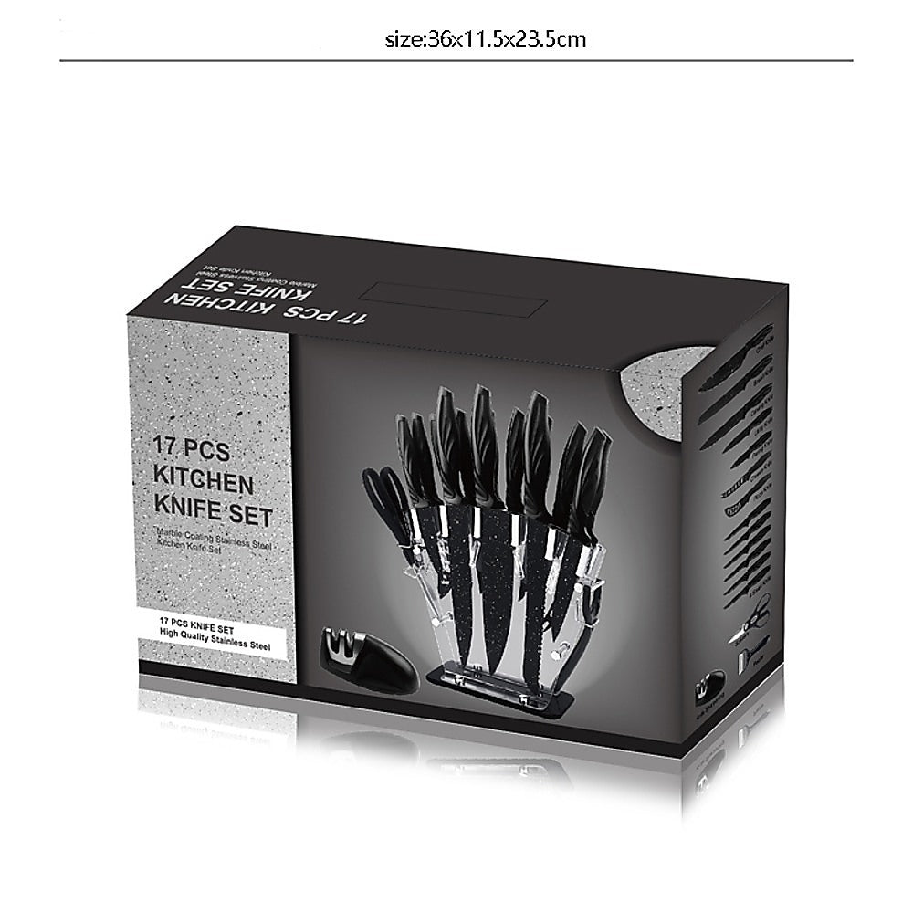 Kitchen Knife Set with Block & Sharpener (17-Piece)