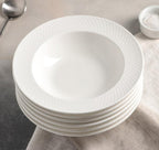 Embossed Rim White Porcelain Deep Plate 9"