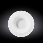 Embossed Rim White Porcelain Deep Plate 9"