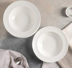 Embossed Rim White Porcelain Deep Plate 9"