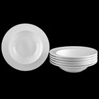 Embossed Rim White Porcelain Deep Plate 9"