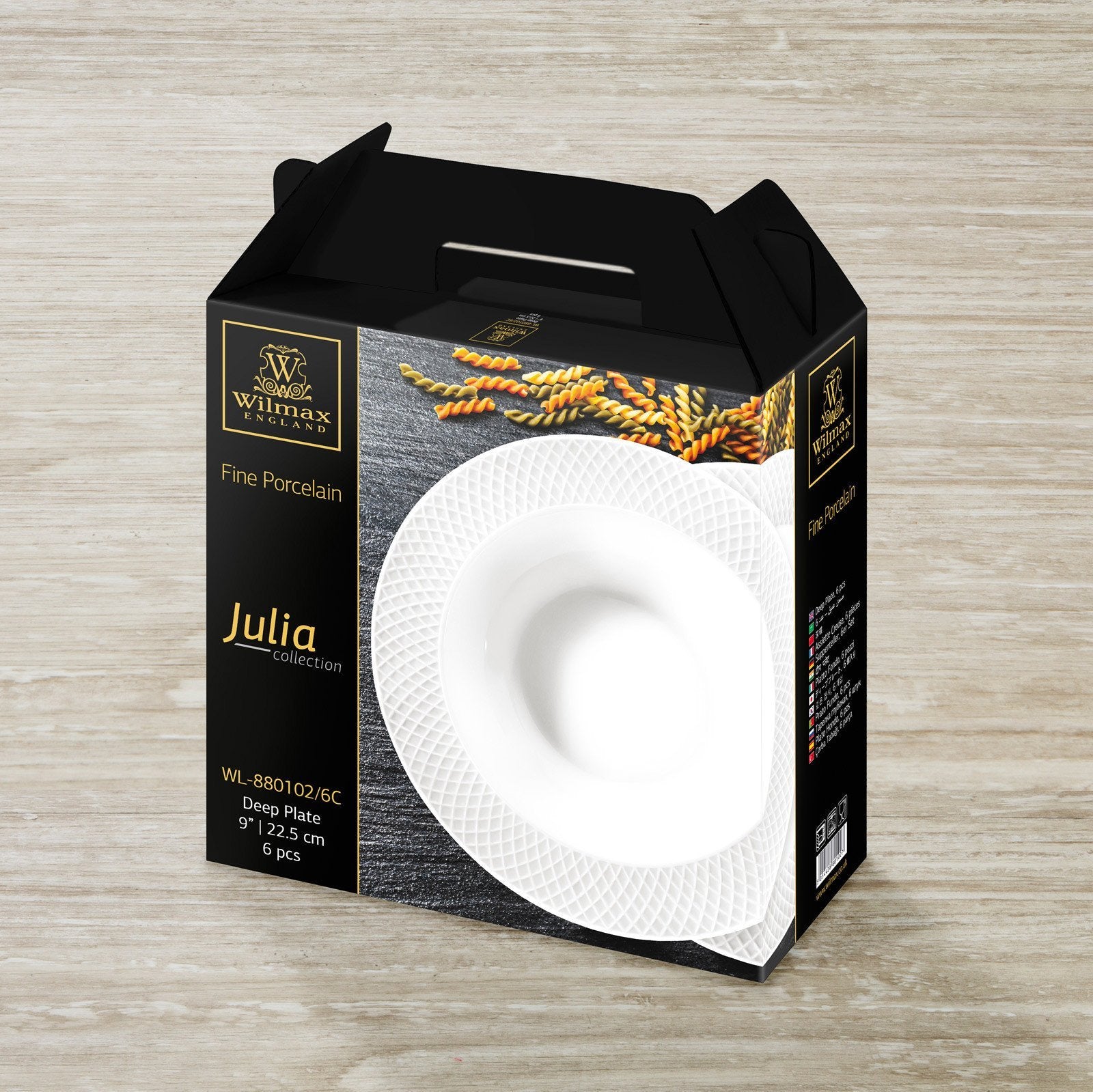 Embossed Rim White Porcelain Deep Plate 9"