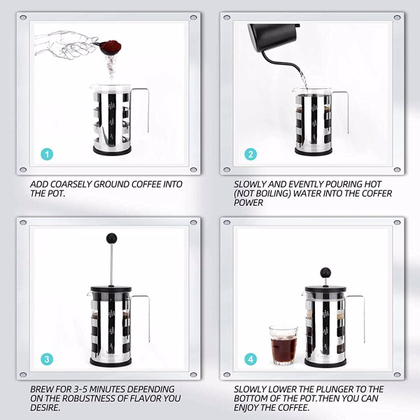 Stainless Steel French Press Coffee Maker (600ml)