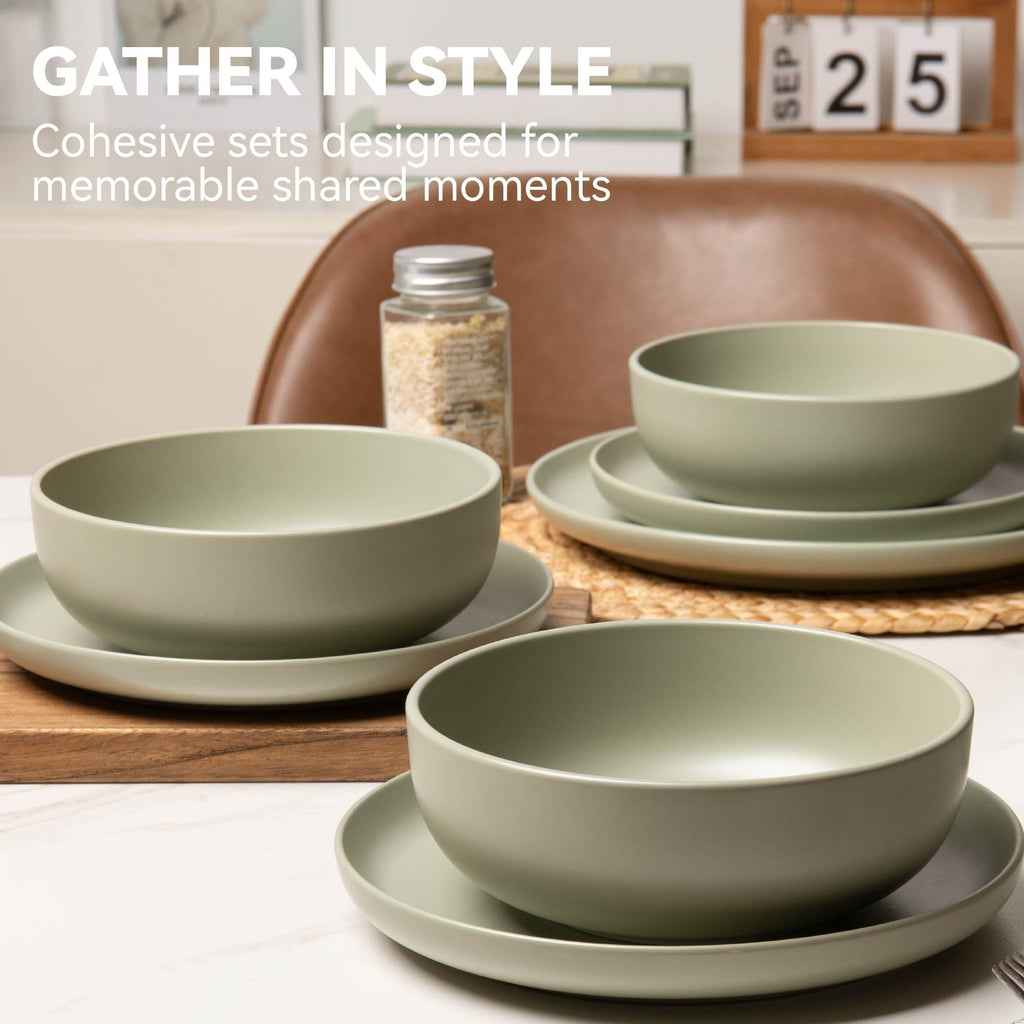 12-Piece Stoneware Dinnerware Set with Mugs