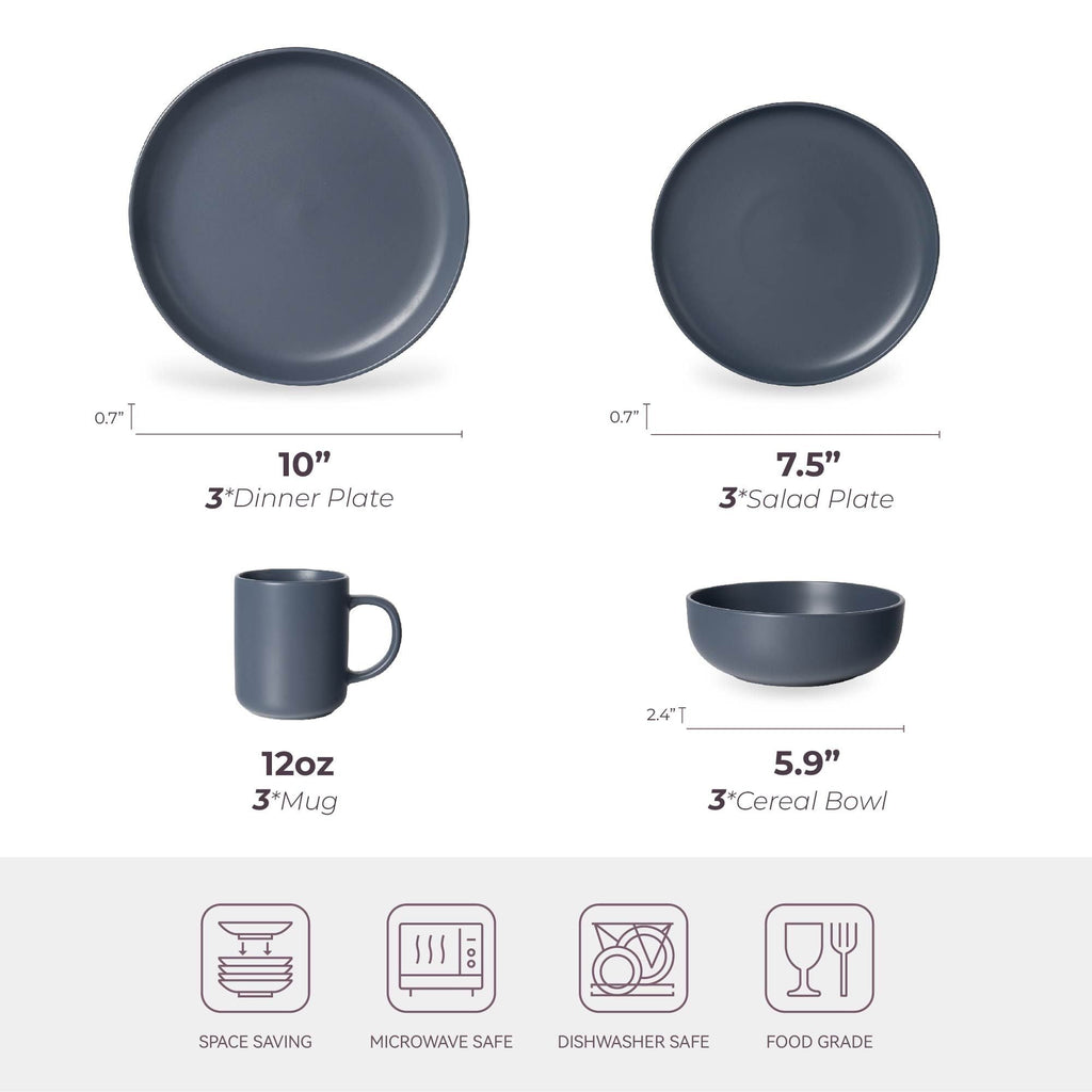 Stoneware Dinnerware Set with Mugs (12-Piece)