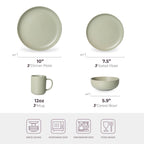 12-Piece Stoneware Dinnerware Set with Mugs