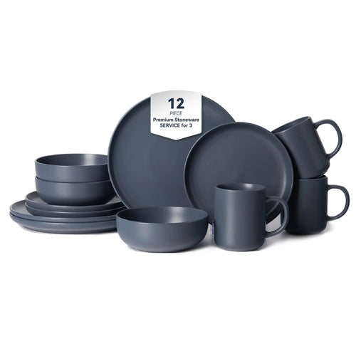 Stoneware Dinnerware Set with Mugs (12-Piece)