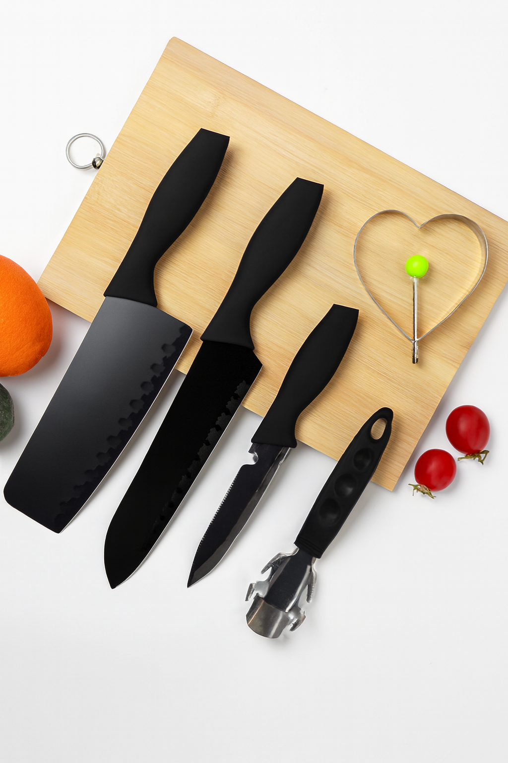 Black Kitchen Knife & Tool Set (5-Piece)