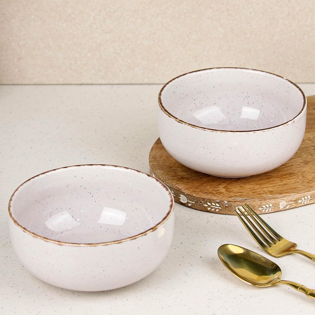 Marble Ceramic Bowl Set (Set of 2, 580ml)