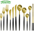 Black & Gold Stainless Steel Flatware (Sold by the Piece)